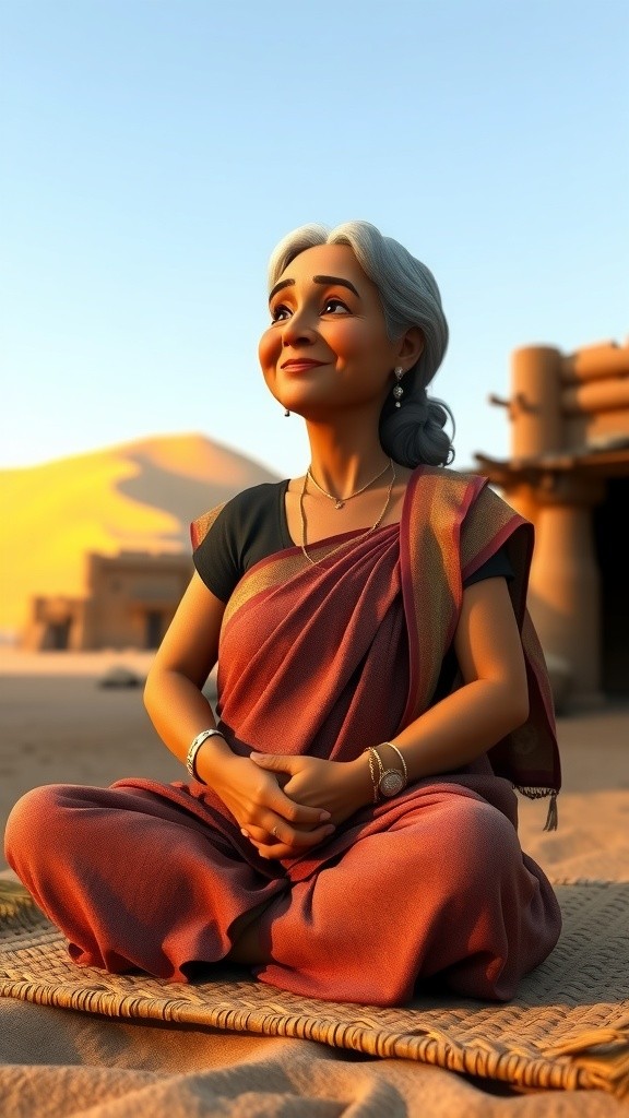 गाँव की बूढ़ी माँ का आँगन