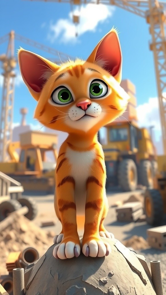 Cat Working on Construction Site
