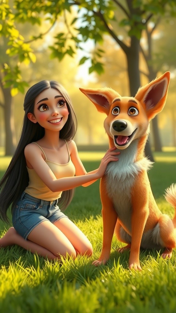 3D Cartoon Dog and Girl Adventure