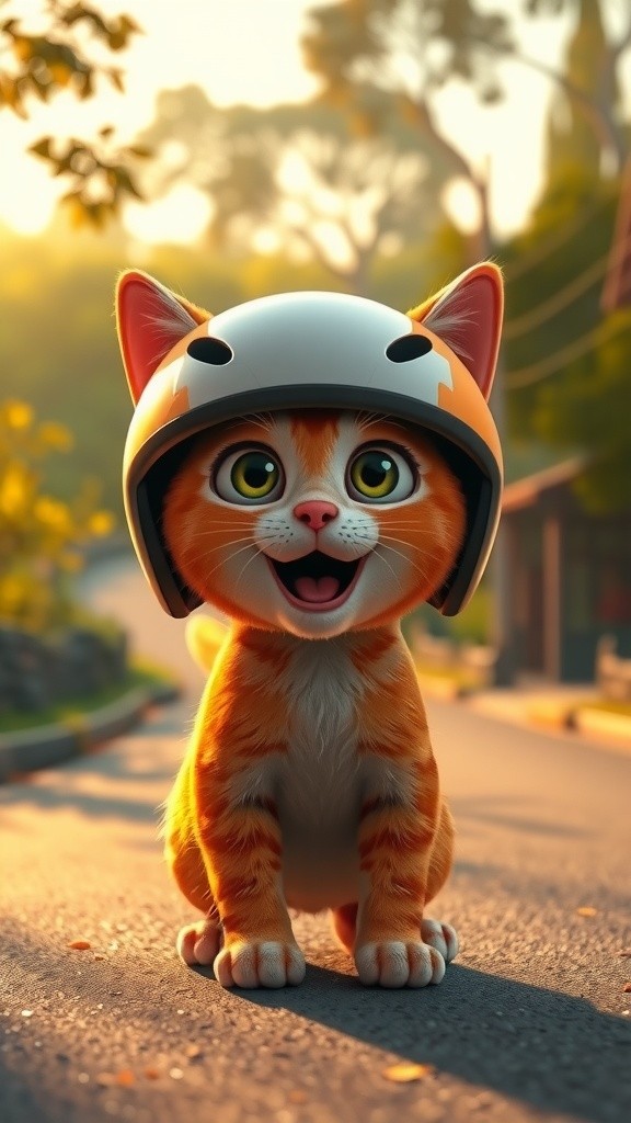 Kucing Oranye Bersepeda Motor di Desa