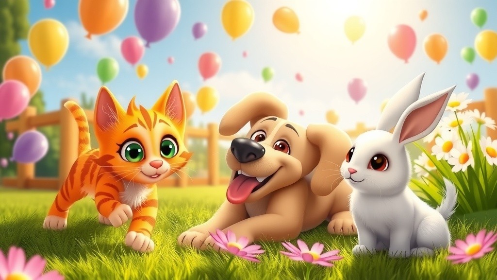 Friends Dancing in a Colorful Garden