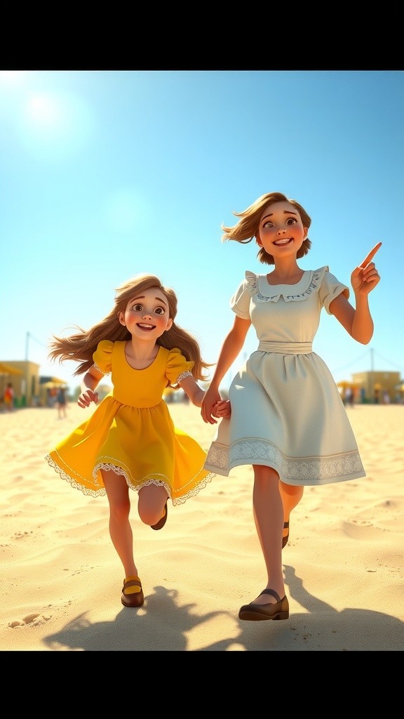 Girls Having Fun at the Sand Park