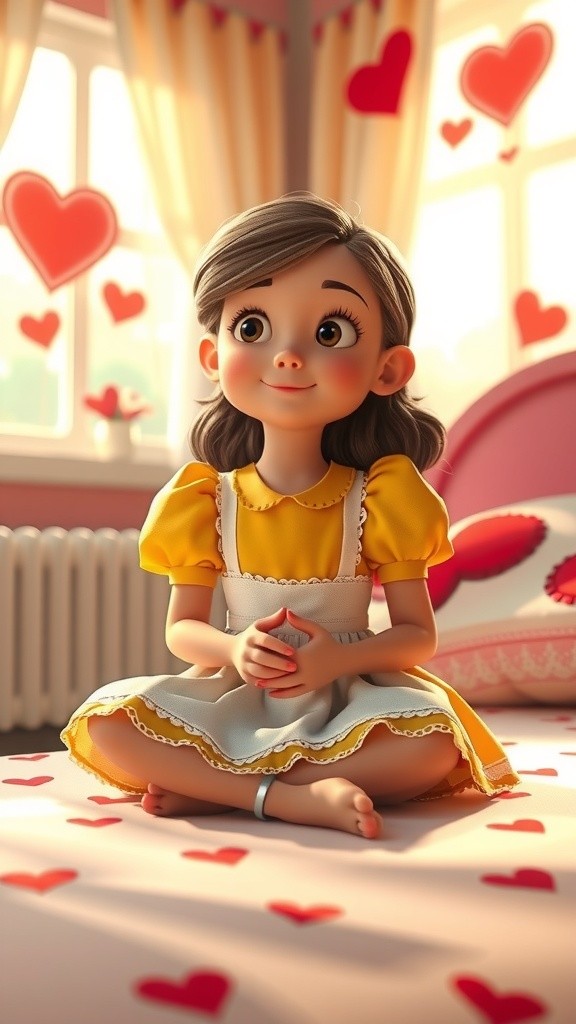 Cute Child Dancing in Red and White for Valentine's Day