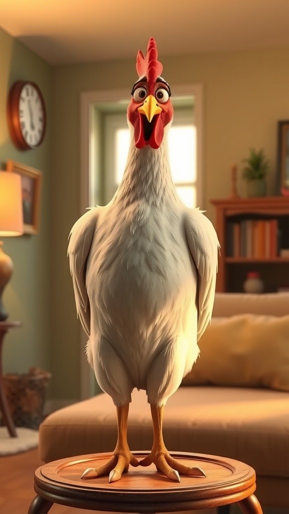 Ayam Jago dan Kucing yang Kaget