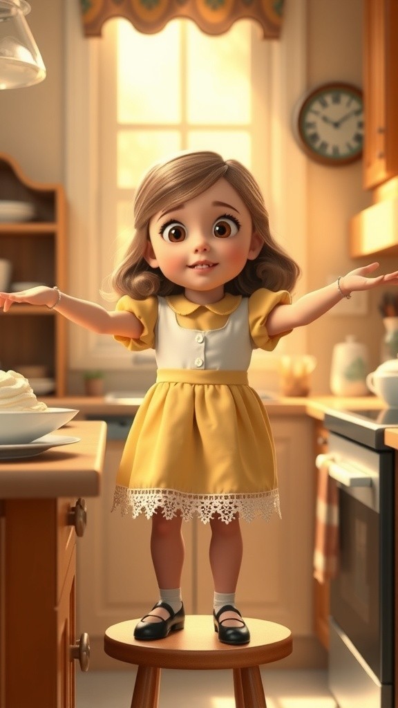 Johnny Johnny Yes Papa with a Girl in a Red Frock