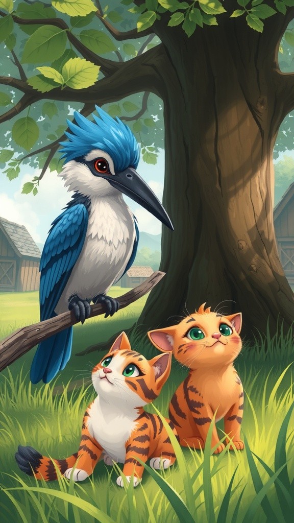 चतुर चिड़िया और आलसी बिल्ली