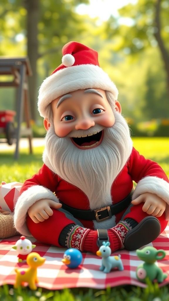 Baby Playing with Cats in the Park