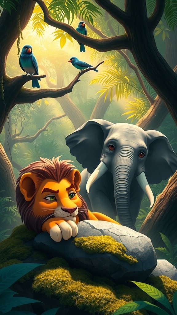 शेर और हाथी की मित्रता