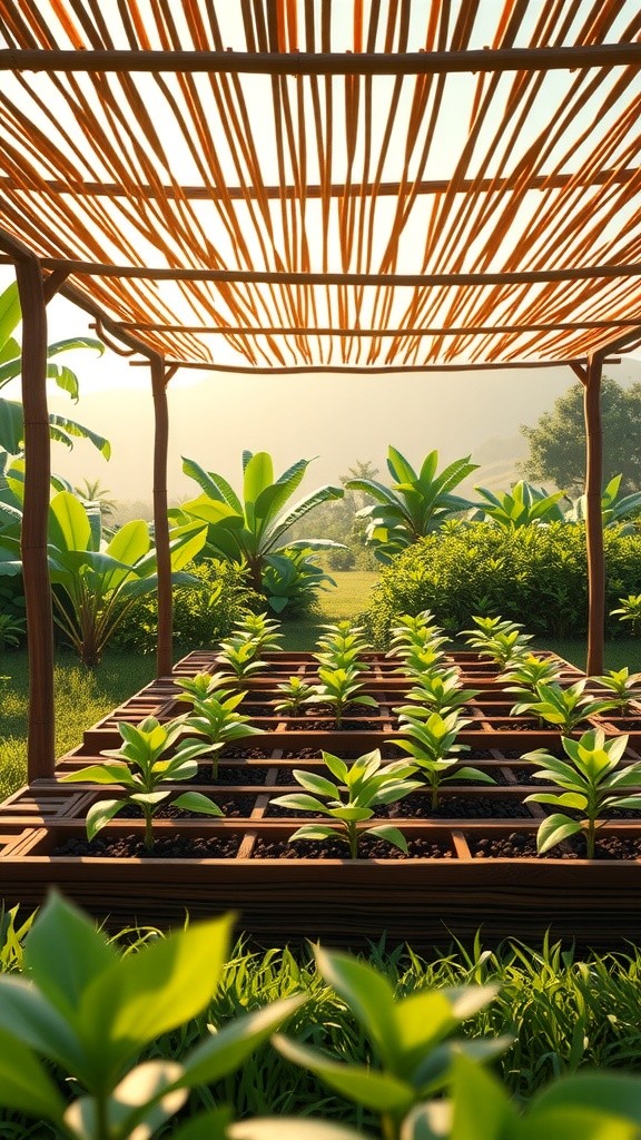 Protecting Coffee Seed Beds with Bamboo Shade
