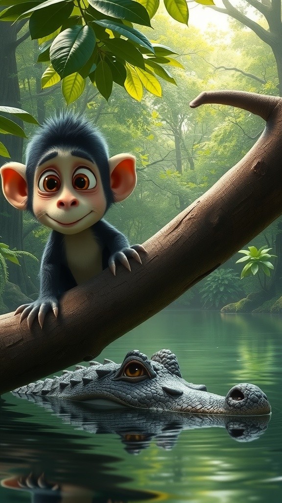 चालाक बंदर और मगरमच्छ