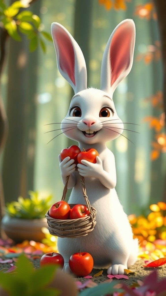 Bunny's Apple Adventure: Can You Spot the Hidden Star?