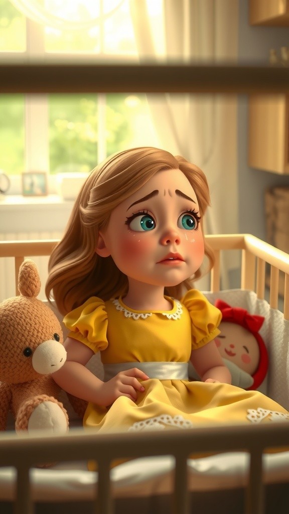 Crying Baby on a Bed