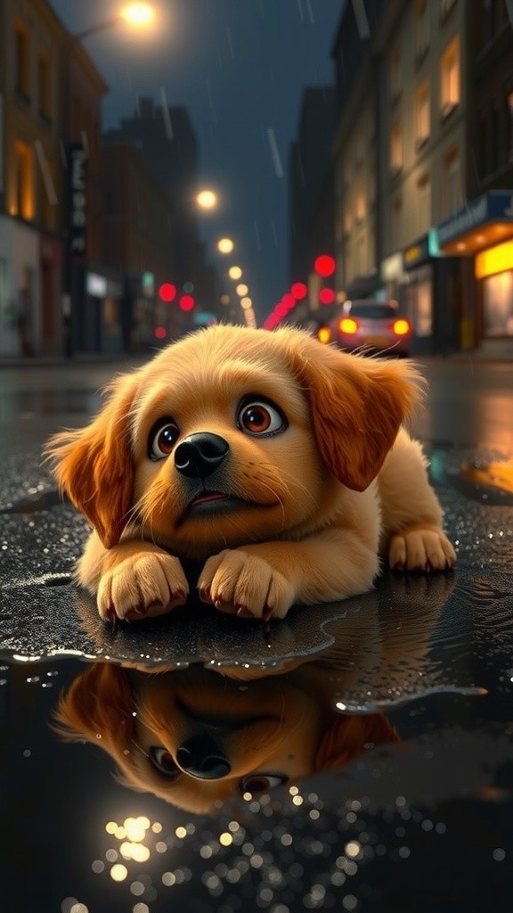 बारिश में घायल पिल्ला