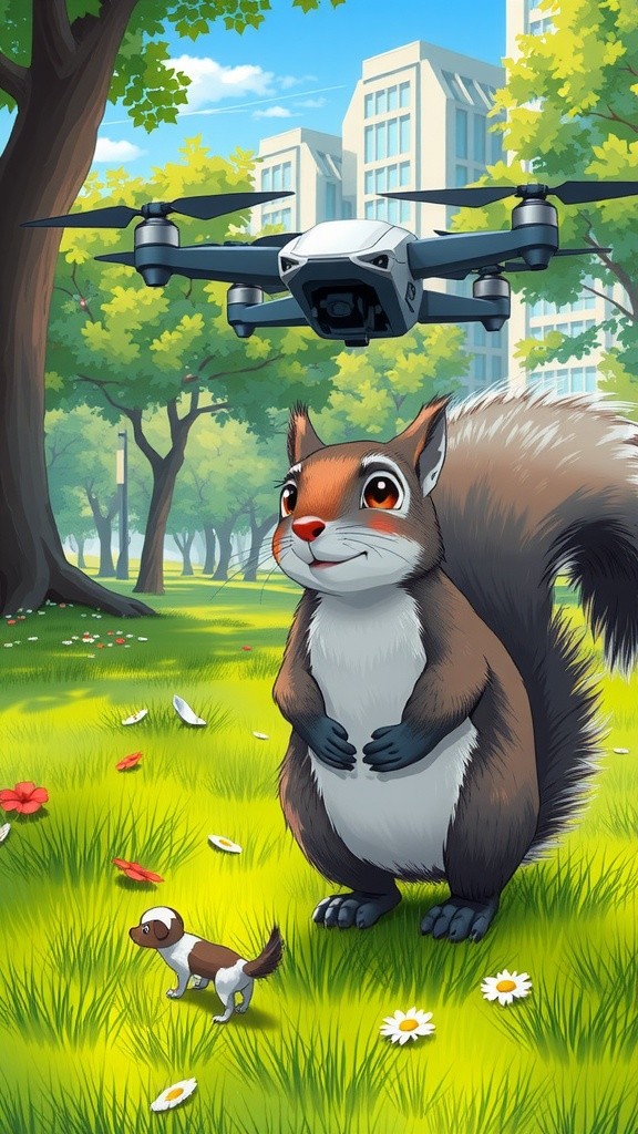 Squirrel Takes Flight: Drone Antics in the Park