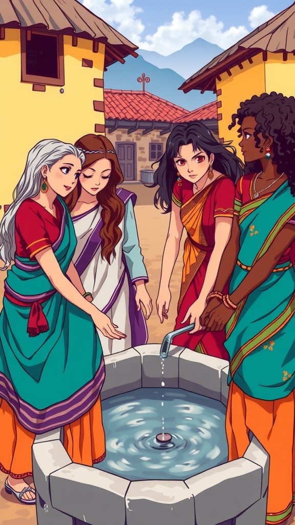 गाँव की महिलाओं की बेटों की शिक्षा की चर्चा