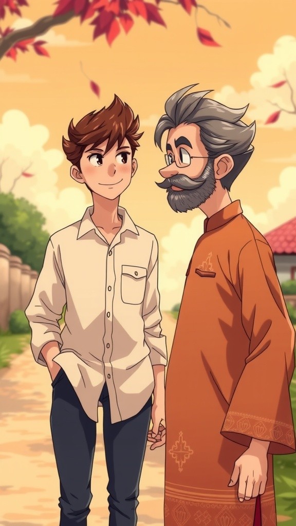A Peaceful Village Conversation at Sunset