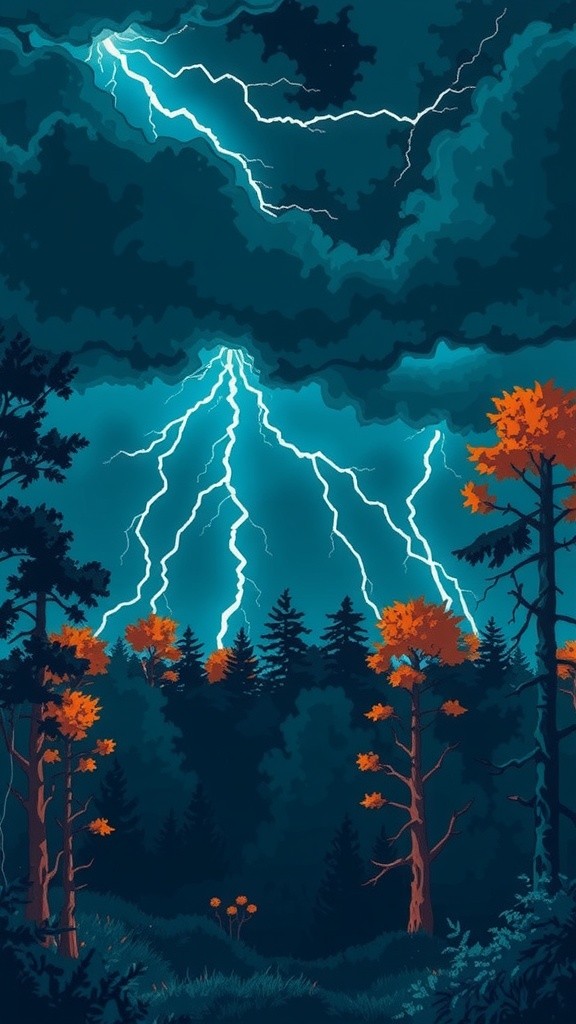 Eerie Light in the Stormy Forest