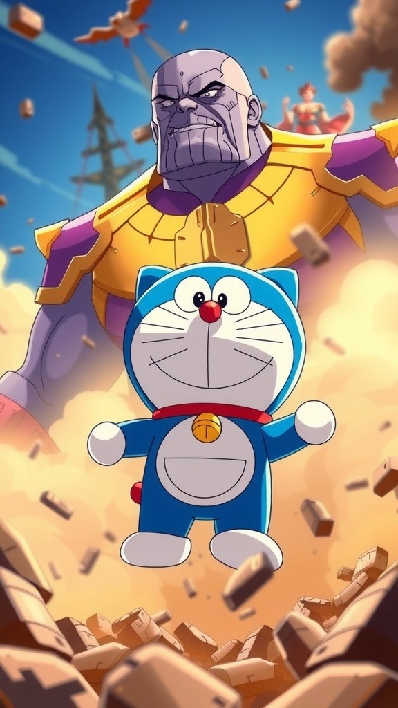 Doraemon dan Tim Melawan Thanos dengan Suara Sumbang Gian