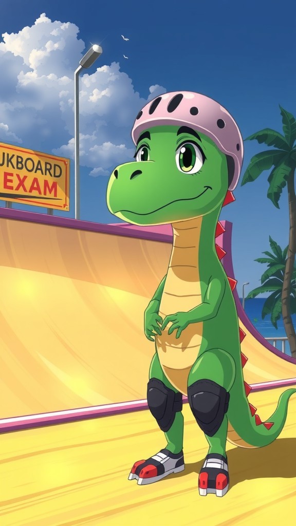 Dino Kecil dan Ujian Skateboard