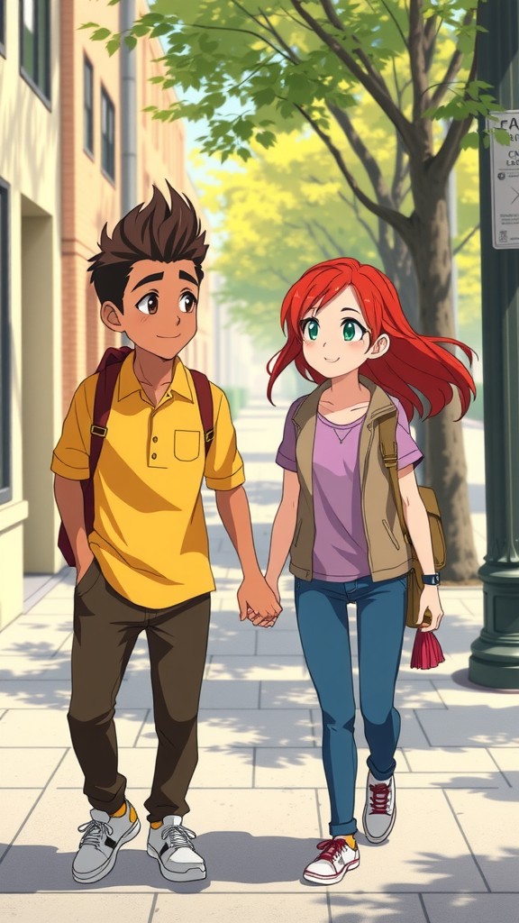 A Supportive Moment on the Way to School