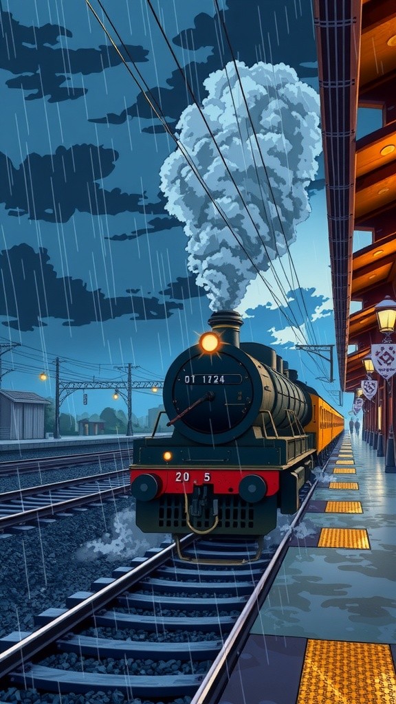 Train Journey in the Rainy Season
