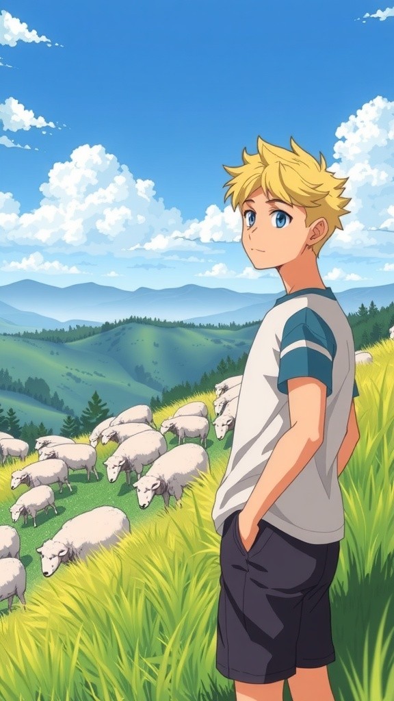 A Shepherd Boy in Grassy Land