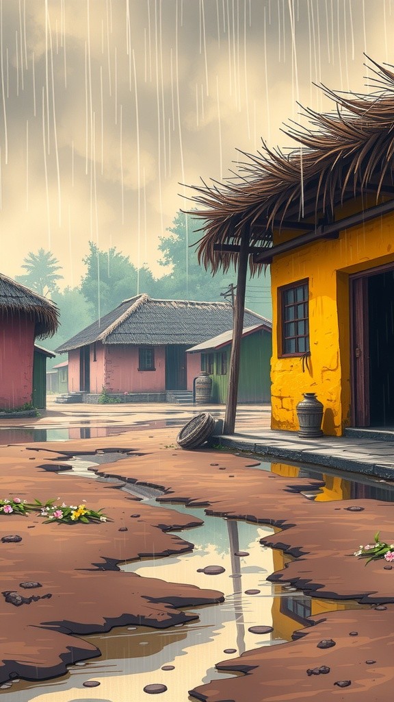 Puddles of Memories: A Rainy Village Tale
