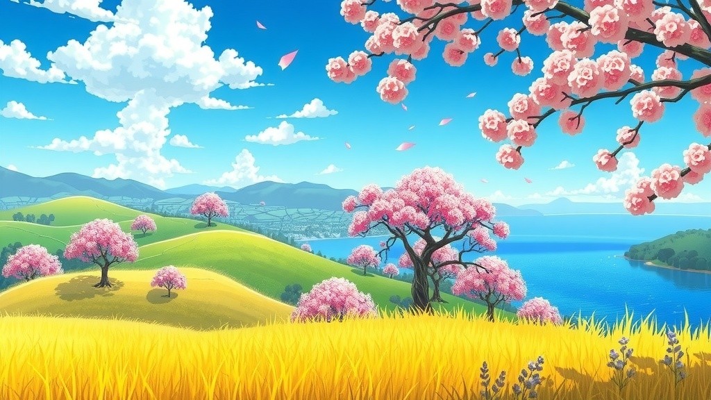 Ethereal Sakura Dreamscape: A Twilight Encounter in a Japanese Garden