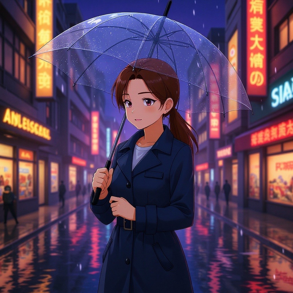 Shadows in the Rain: Akari's Encounter