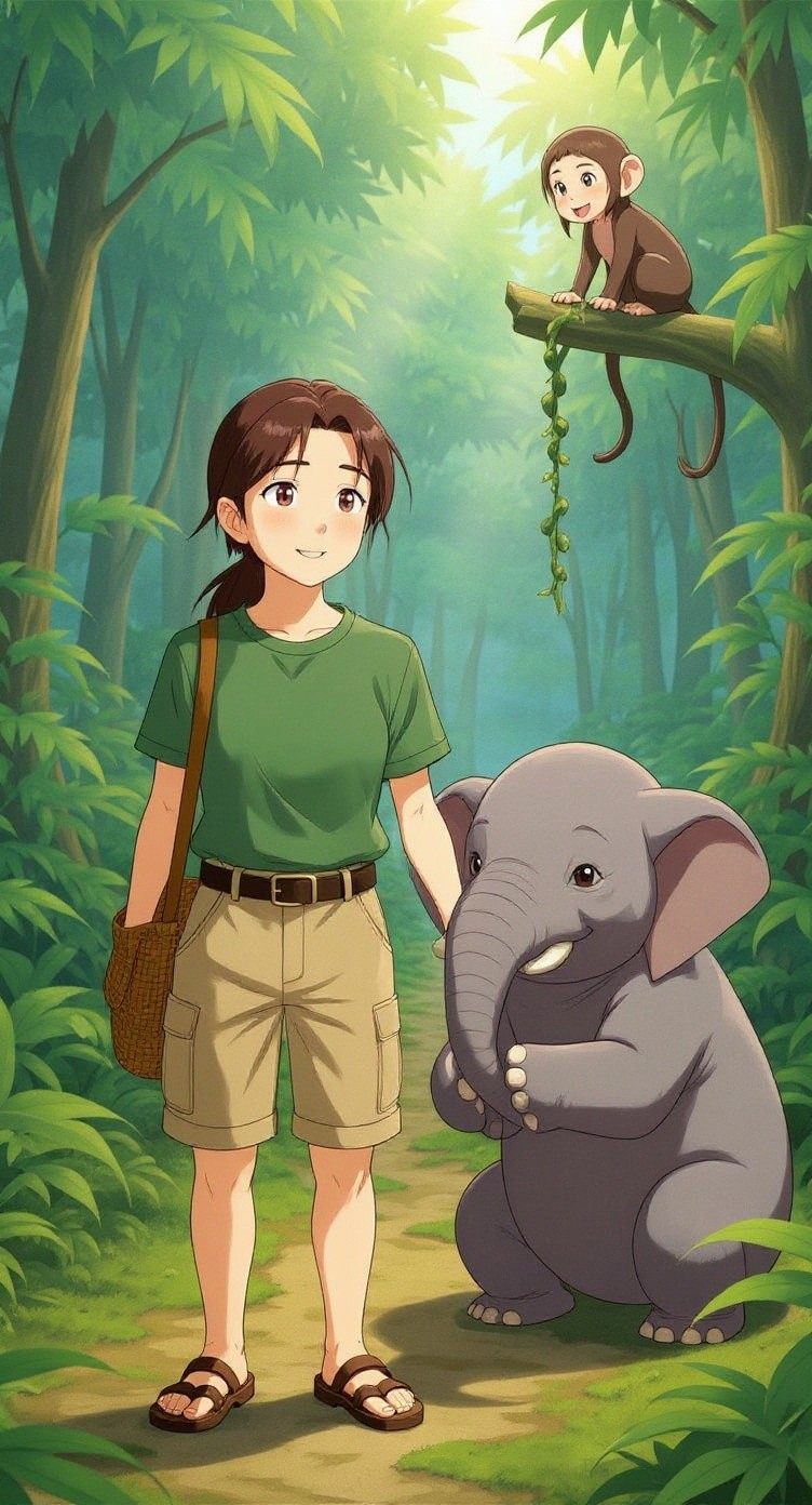 A Girl's Love Story with Jungle Animals