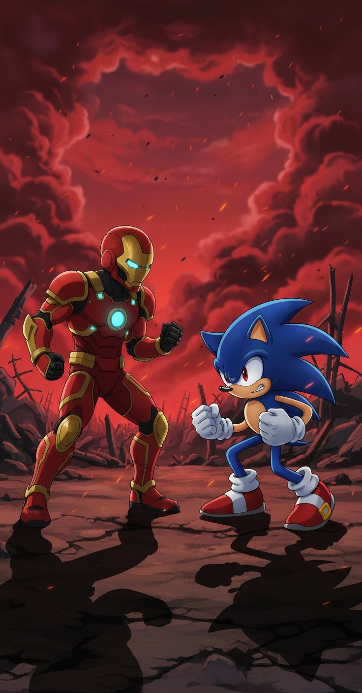 Sonic vs Iron Man: Clash in a Blood-Soaked Battlefield