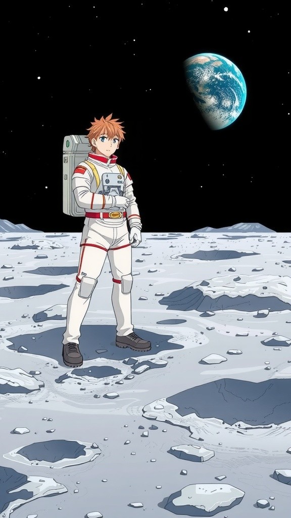 Bunny Astronaut Plants Carrot Flag on Moon