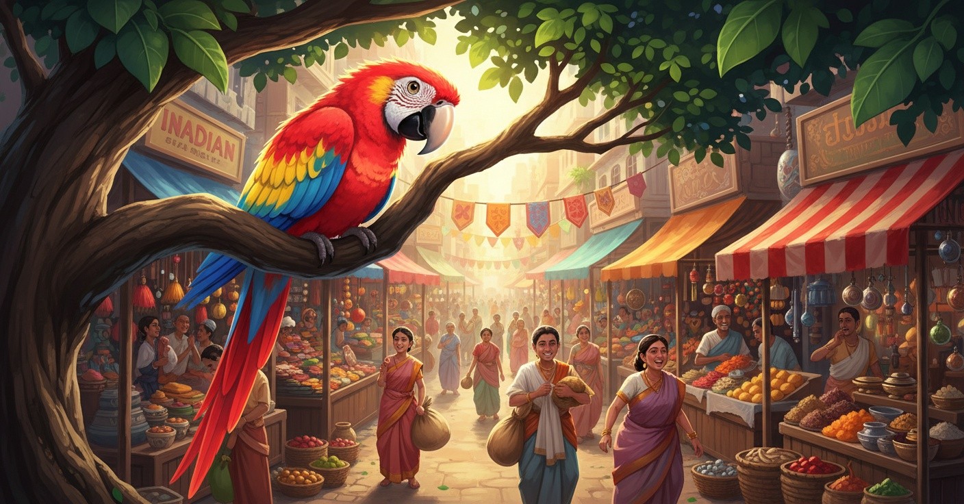 लालची व्यापारी और बोलने वाला तोता
