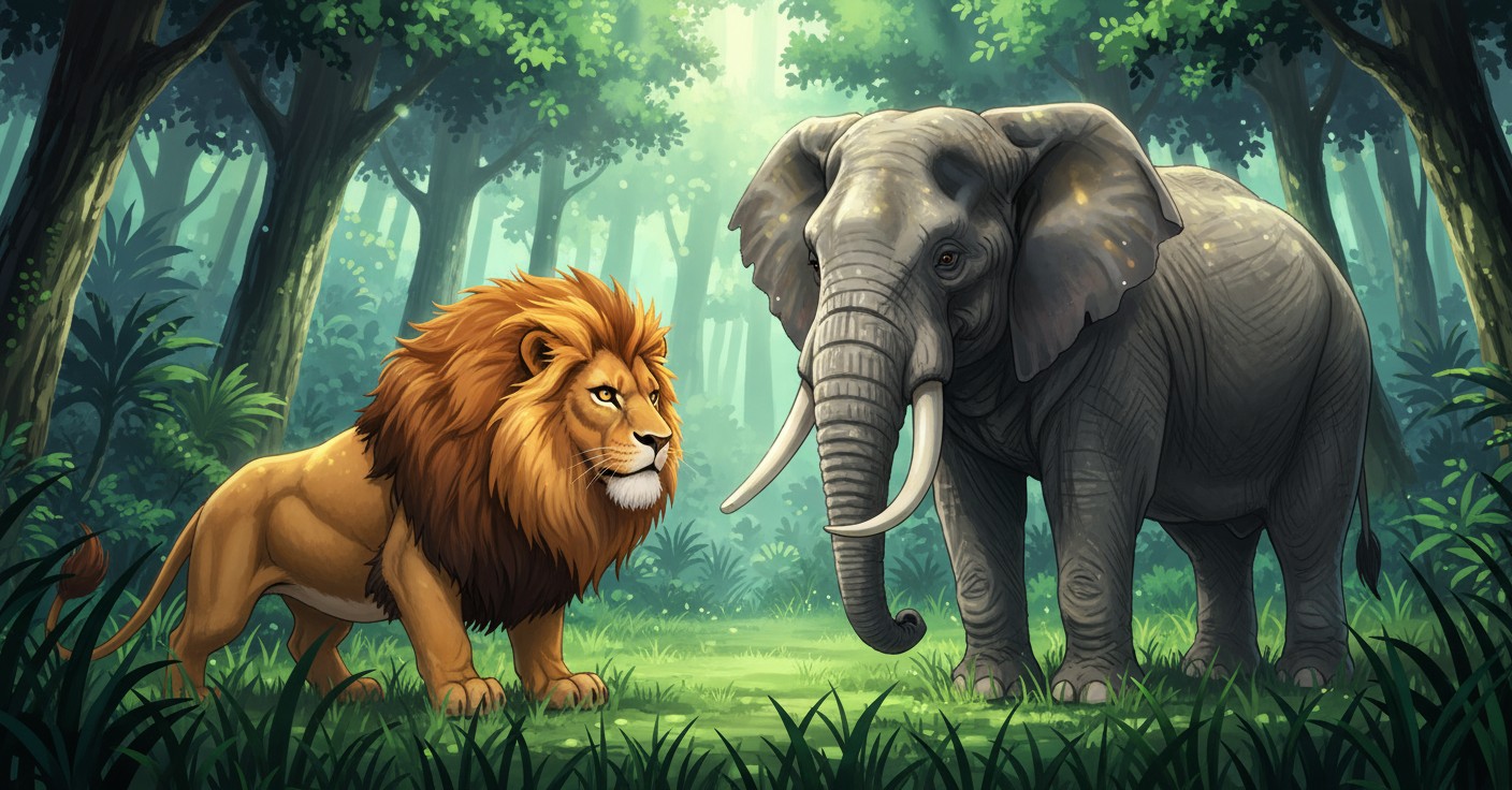 शेर और हाथी की दोस्ती