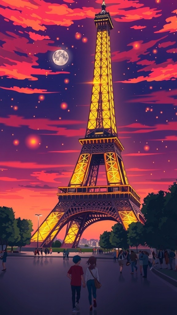 Sunset Love Under the Eiffel Tower
