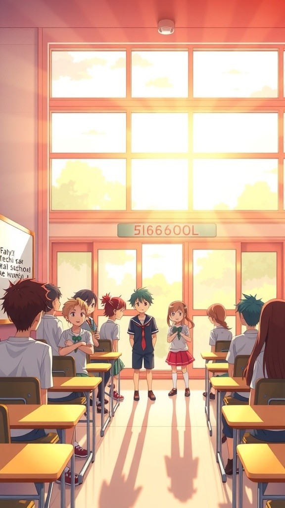 Classroom Adventures: Four Friends Having Fun