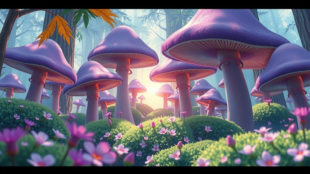 Petualangan Kiko di Hutan Jamur Lavender