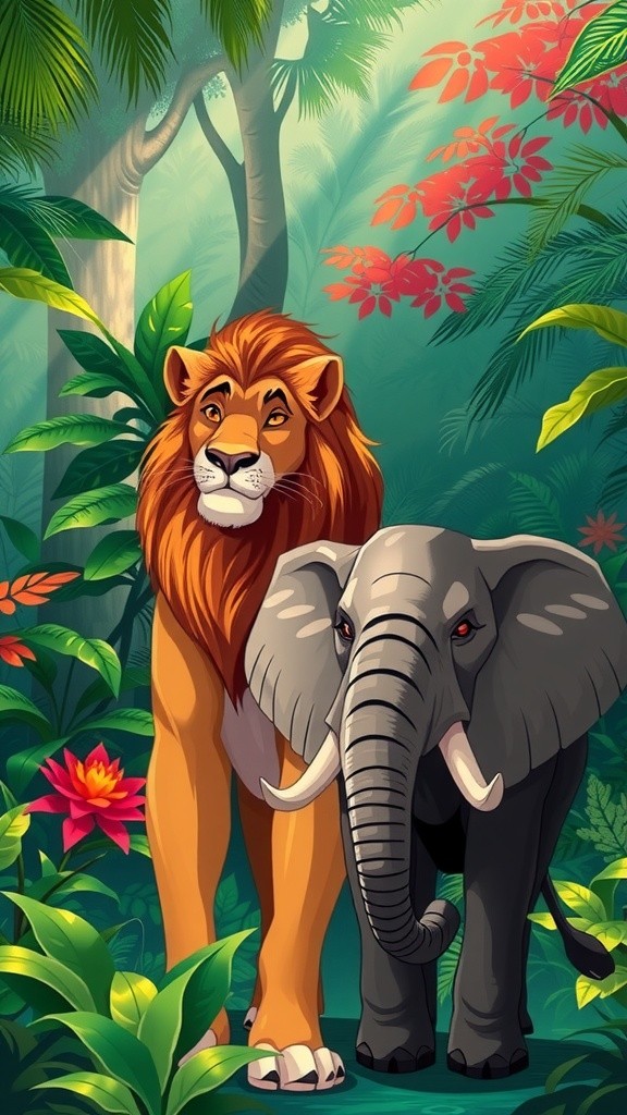 जंगल में दोस्ती: हाथी और शेर की कहानी