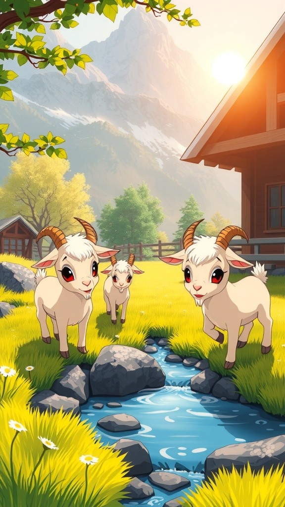 The Clever Little Goats and the Hungry Wolf