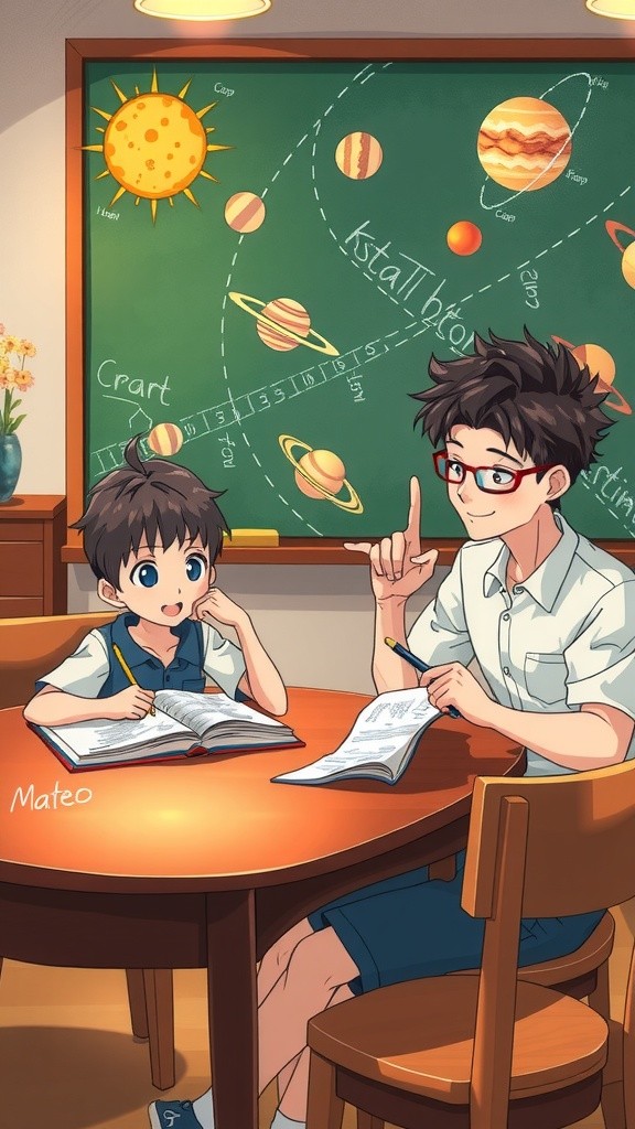 Exploring the Solar System: A Young Boy's Educational Session