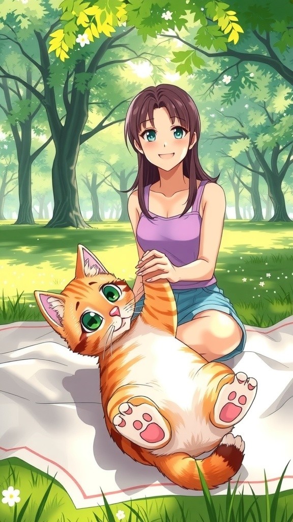 Playtime with a Girl and Her Cat