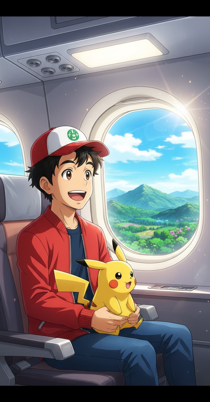 Ash and Pikachu Explore the Paldea Region from the Skies