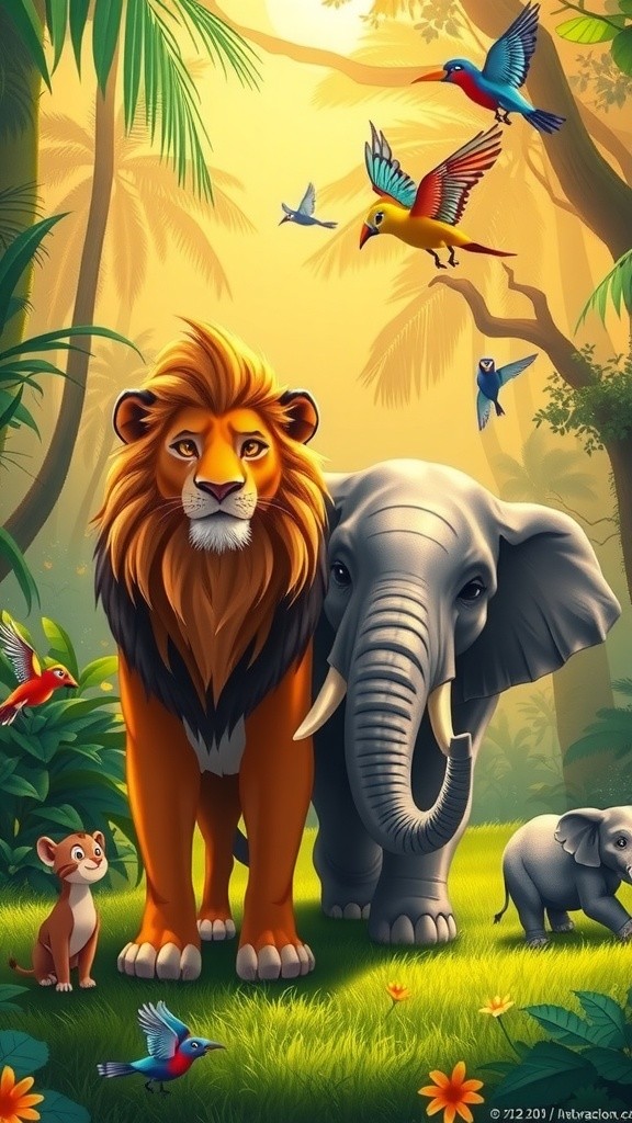 সিংহ রাজা ও হাতি মামার বন্ধুত্বের খেলা