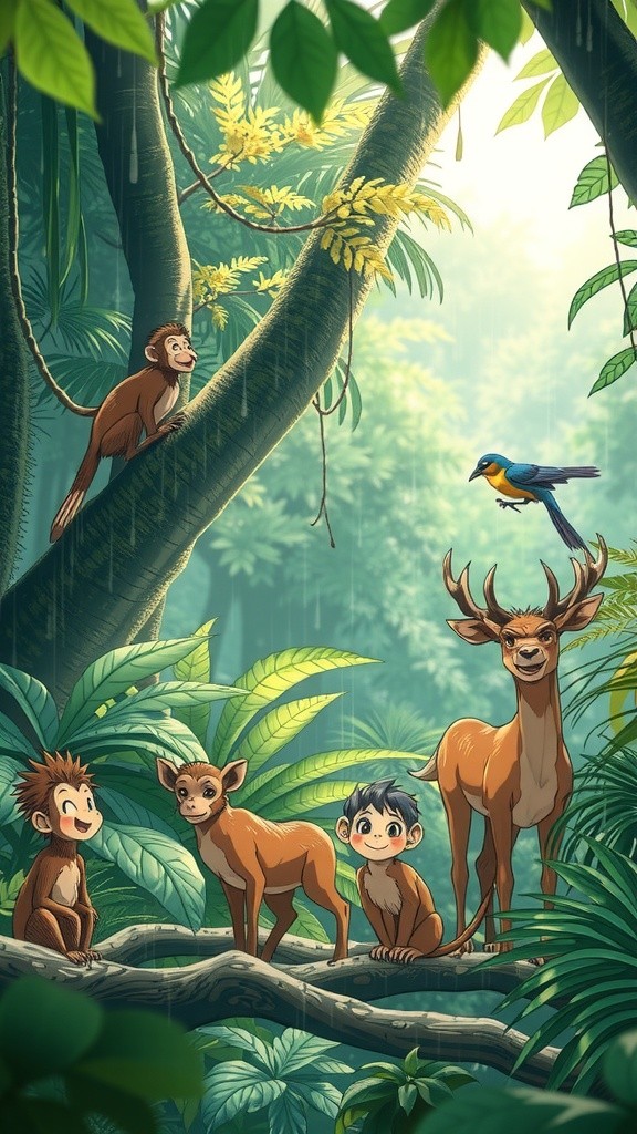 जंगल में बारिश और दोस्ती की कहानी