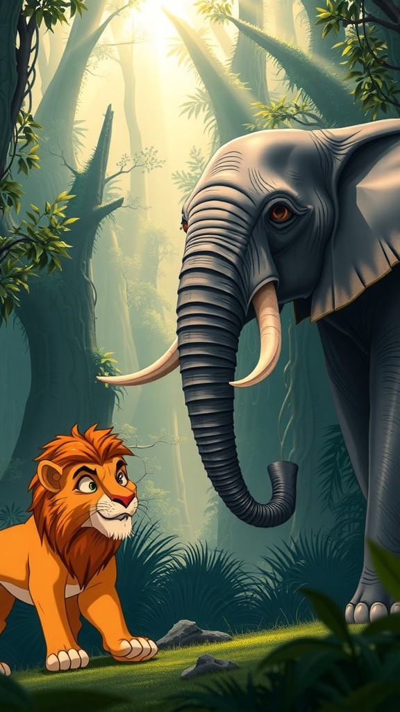 शेर और हाथी की दोस्ती
