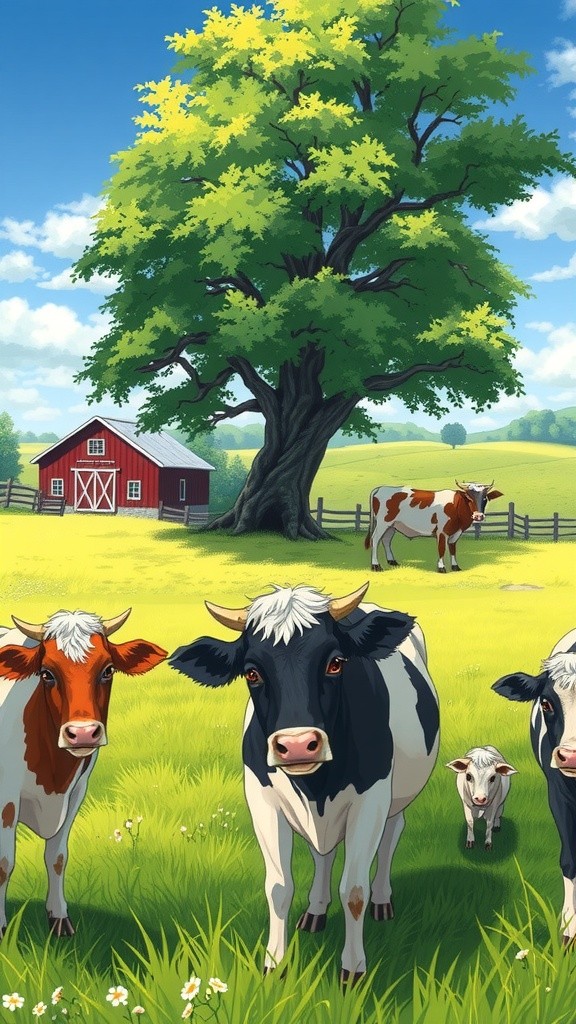 Sunset Friendship: Cow and Cat Sharing a Milkshake