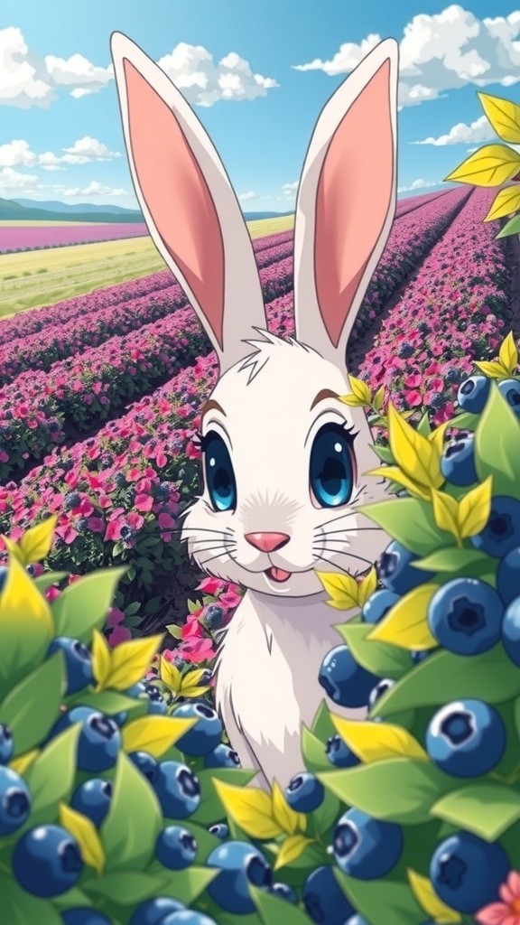 Rabbit Playing in a Blueberry