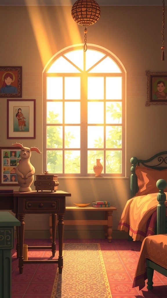 Serene Morning Routine in a Traditional Indian Household