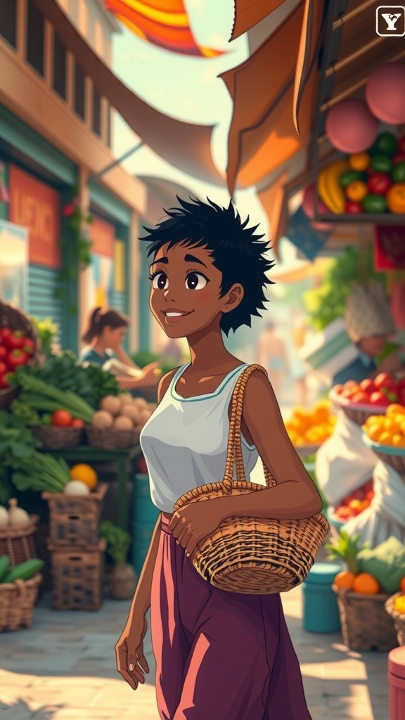 Gadis Belanja Sayur di Pasar Tradisional