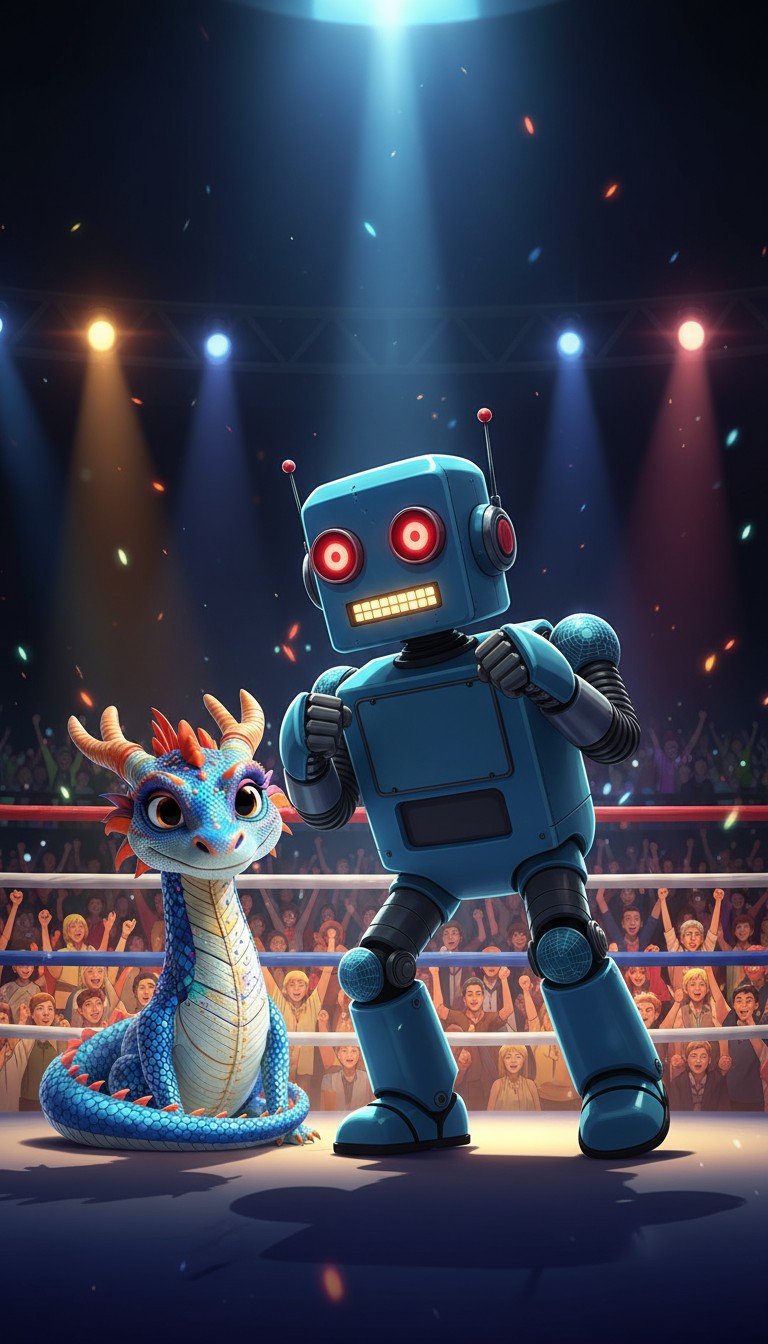 Epic Showdown: Robot vs. Dragon - The Rise of the Mega Cyborg!